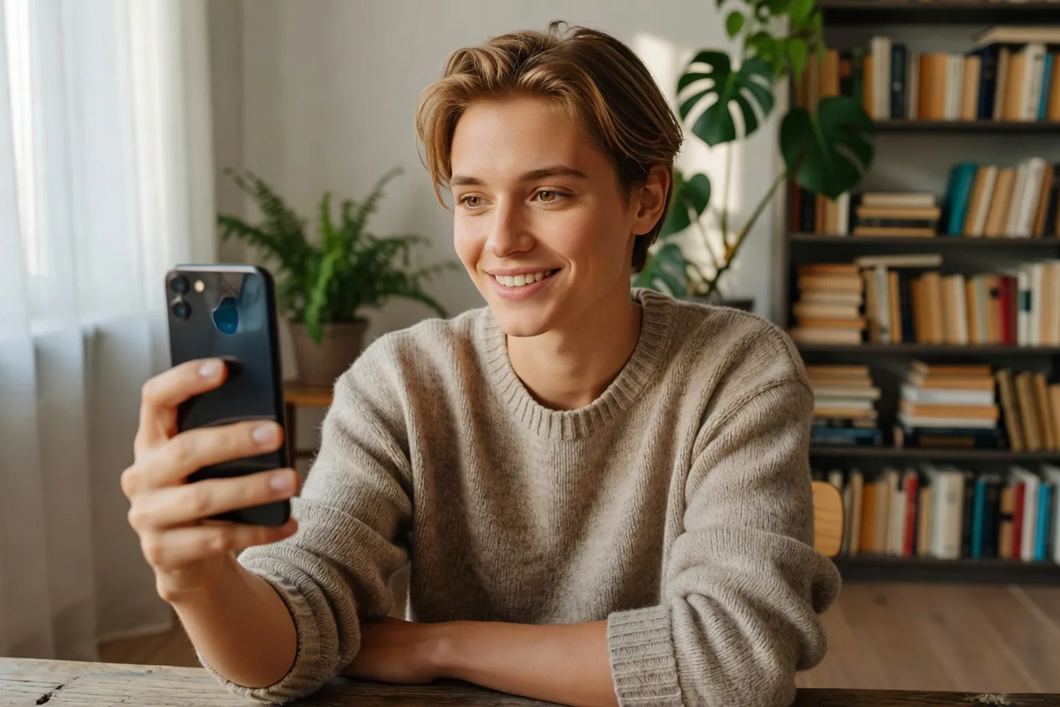 Jeune personne creant son profil sur une application de rencontre