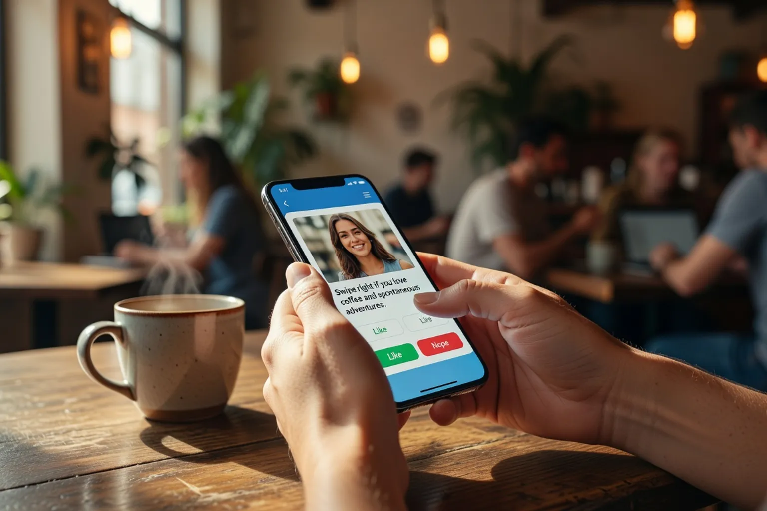 Interface de swipe Tinder sur smartphone